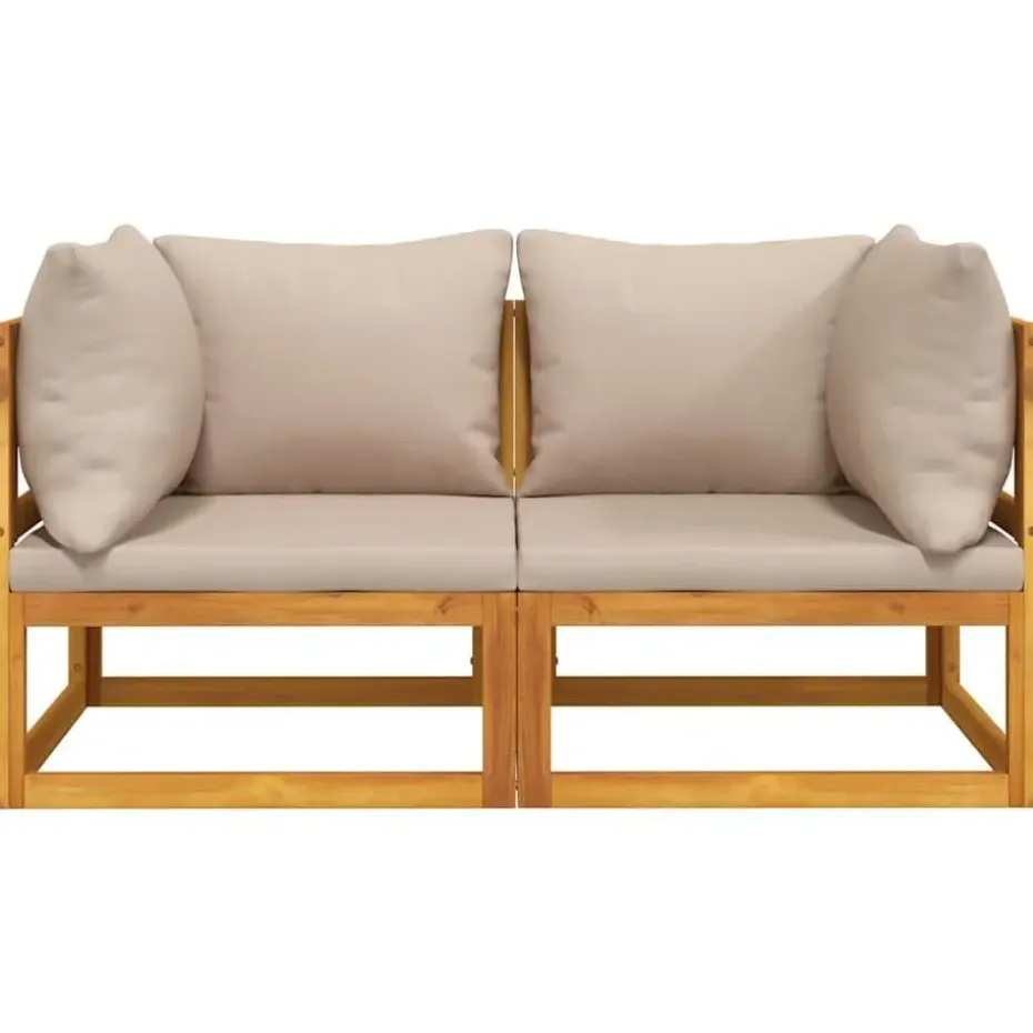 vidaXL - Hoekbanken sectioneel - Taupe - Acaciahout - 2 stuks