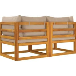 vidaXL - Hoekbanken sectioneel - Taupe - Acaciahout - 2 stuks