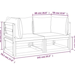 vidaXL - Hoekbanken sectioneel - Taupe - Acaciahout - 2 stuks