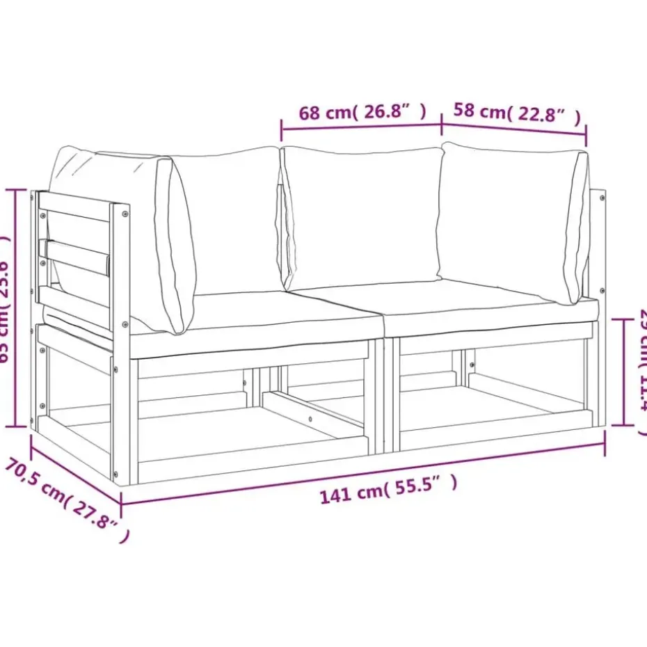 vidaXL - Hoekbanken sectioneel - Taupe - Acaciahout - 2 stuks
