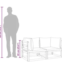 vidaXL - Hoekbanken sectioneel - Taupe - Acaciahout - 2 stuks