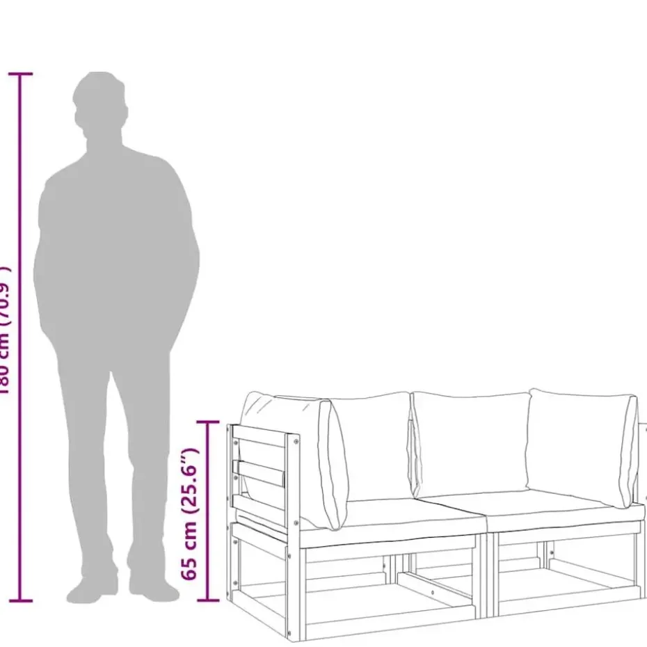 vidaXL - Hoekbanken sectioneel - Taupe - Acaciahout - 2 stuks