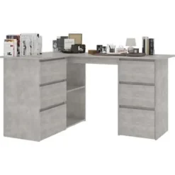 vidaXL - Hoekbureau - Grijs - Bewerkt hout