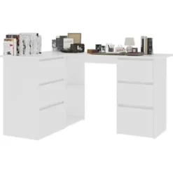 vidaXL - Hoekbureau - Wit - Bewerkt hout