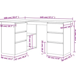vidaXL - Hoekbureau - Wit - Bewerkt hout