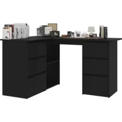 vidaXL - Hoekbureau - Zwart - Bewerkt hout