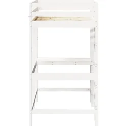 vidaXL - Hoogslaper met bureau - Wit - Massief grenenhout - 90x190 cm
