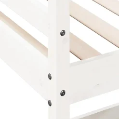 vidaXL - Hoogslaper met bureau - Wit - Massief grenenhout - 90x190 cm