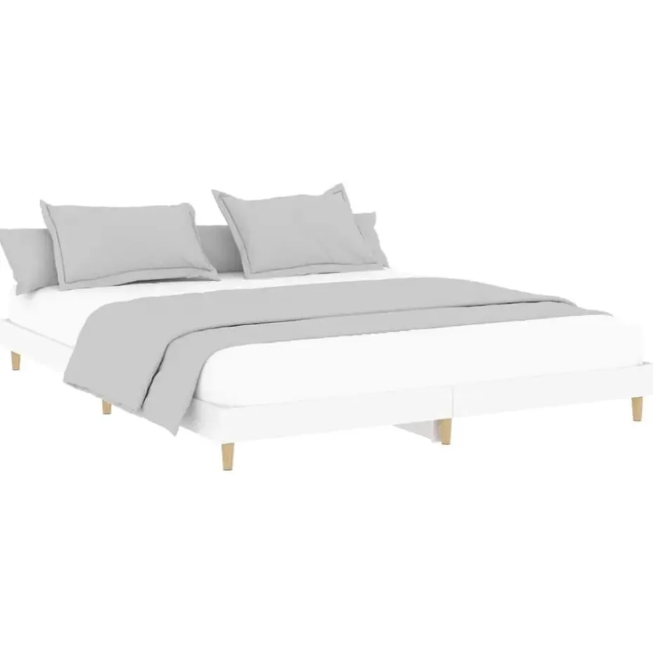 vidaXL - Hout bed frame met lattenbodem - Wit - 140x200 cm