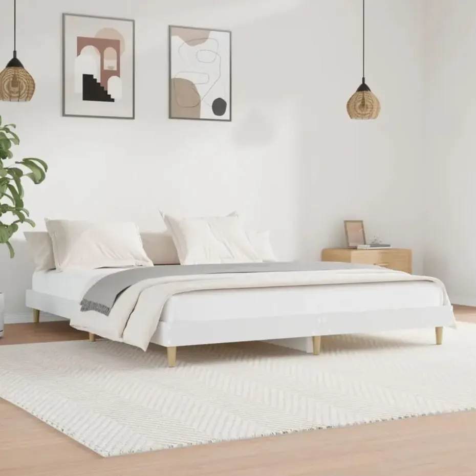 vidaXL - Hout bed frame met lattenbodem - Wit - 140x200 cm