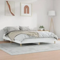 vidaXL - Hout bed frame met lattenbodem - Wit - 140x200 cm