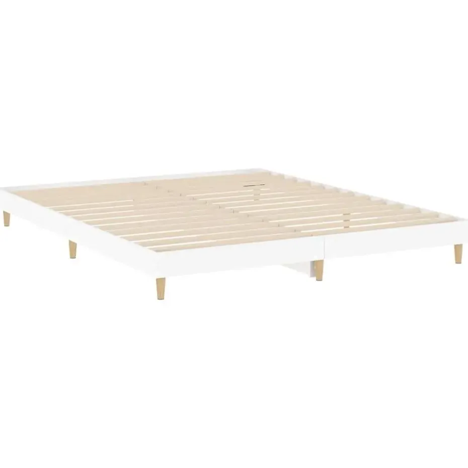 vidaXL - Hout bed frame met lattenbodem - Wit - 140x200 cm