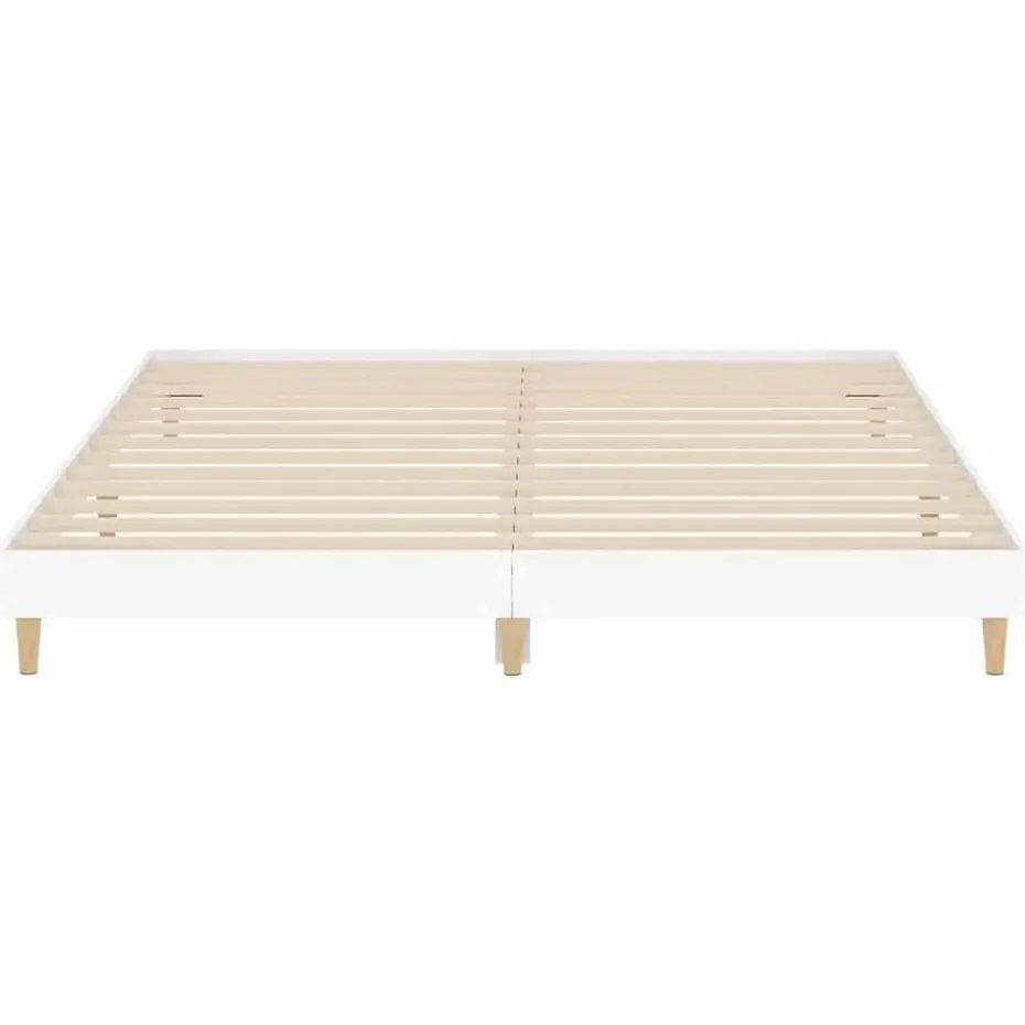 vidaXL - Hout bed frame met lattenbodem - Wit - 140x200 cm