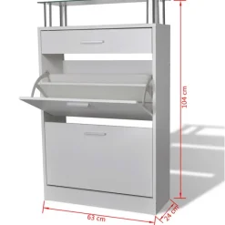 vidaXL - Houten Schoenenkast - Wit - Hout