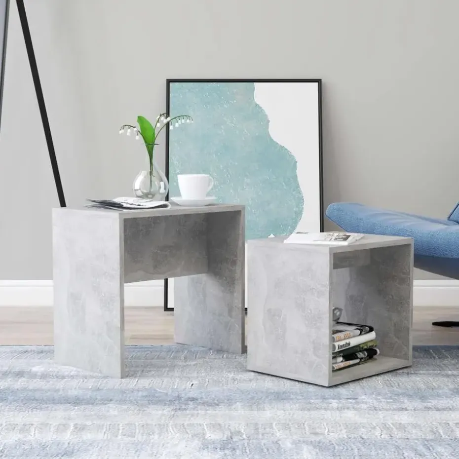 vidaXL - In Elkaar Passend Tafeltje - Grijs - Bewerkt hout