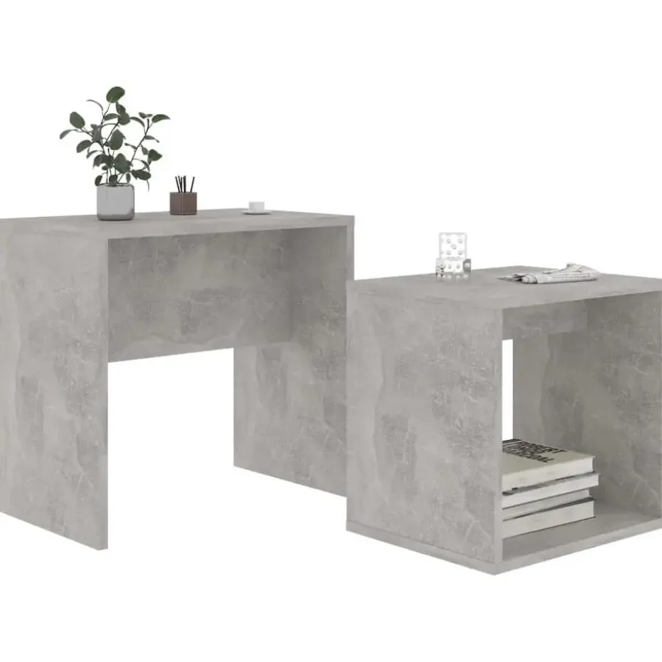 vidaXL - In Elkaar Passend Tafeltje - Grijs - Bewerkt hout