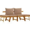 vidaXL - 2-in-1 Loungebank met taupe kussens - Massief acaciahout - 205x74x66 cm