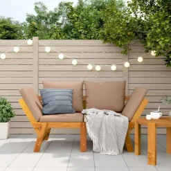 vidaXL - 2-in-1 Loungebank met taupe kussens - Massief acaciahout - 205x74x66 cm