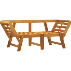 vidaXL - 2-in-1 Loungebank met taupe kussens - Massief acaciahout - 205x74x66 cm