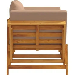 vidaXL - 2-in-1 Loungebank met taupe kussens - Massief acaciahout - 205x74x66 cm