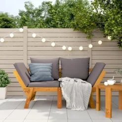 vidaXL - 2-in-1 Loungebank met donkergrijs kussens - Acaciahout - 205x74x66 cm