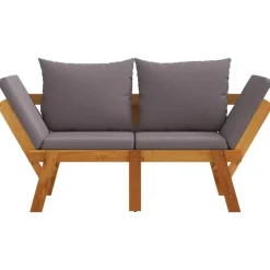 vidaXL - 2-in-1 Loungebank met donkergrijs kussens - Acaciahout - 205x74x66 cm