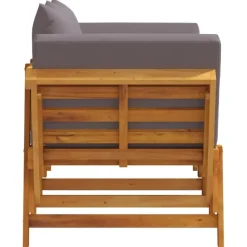 vidaXL - 2-in-1 Loungebank met donkergrijs kussens - Acaciahout - 205x74x66 cm
