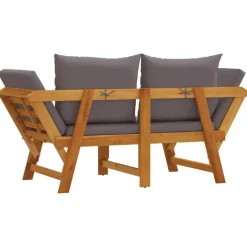 vidaXL - 2-in-1 Loungebank met donkergrijs kussens - Acaciahout - 205x74x66 cm