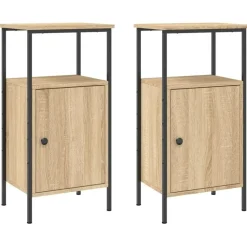 vidaXL - Industrieel Nachtkastjes met deur - Sonoma eiken - 41x31x80 cm - 2 st