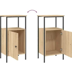 vidaXL - Industrieel Nachtkastjes met deur - Sonoma eiken - 41x31x80 cm - 2 st