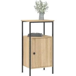 vidaXL - Industrieel Nachtkastjes met deur - Sonoma eiken - 41x31x80 cm - 2 st