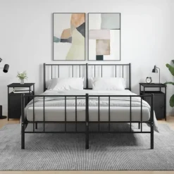 vidaXL - Industrieel Nachtkastjes met deur - Zwart - 40x42x60 cm - Set van 2