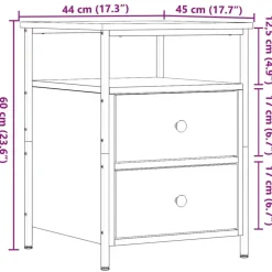 vidaXL - Industrieel Nachtkastjes met 2 lades - Oud hout - 44x45x60 cm - 2 st