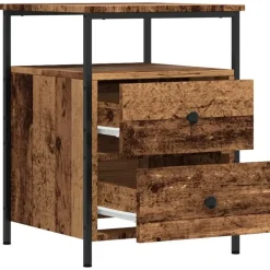 vidaXL - Industrieel Nachtkastjes met 2 lades - Oud hout - 44x45x60 cm - 2 st