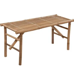 vidaXL - Inklapbaar Tuinbank met grijs kussen - Bamboe - 118x38x45 cm