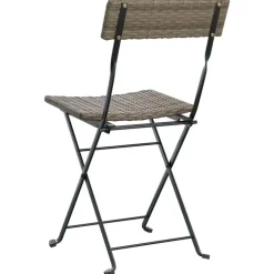 vidaXL - Inklapbare Bistrostoel - Grijs - Poly rattan en staal - 2 stuks