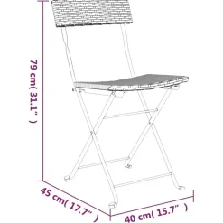 vidaXL - Inklapbare Bistrostoel - Grijs - Poly rattan en staal - 2 stuks