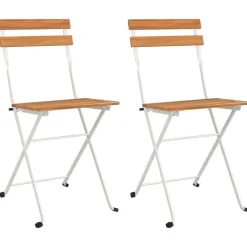 vidaXL - Inklapbare Bistrostoel - Bruin - Acaciahout en staal - 2 stuks