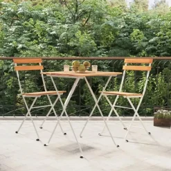 vidaXL - Inklapbare Bistrostoel - Bruin - Acaciahout en staal - 2 stuks
