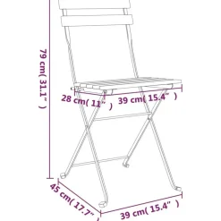 vidaXL - Inklapbare Bistrostoel - Bruin - Acaciahout en staal - 2 stuks