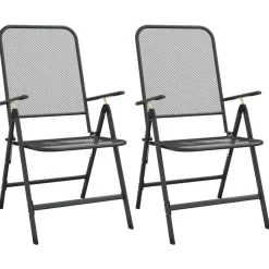 vidaXL - Inklapbare Tuinstoel - Antraciet - Metaal - 2 stuks