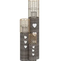 vidaXL - Kaarsenhouder - Grijs - Wicker