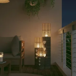 vidaXL - Kaarsenhouder - Grijs - Wicker