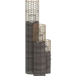 vidaXL - Kaarsenhouder - Grijs - Wicker