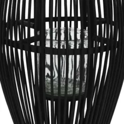 vidaXL - Kaarsenhouder - Zwart - Bamboe