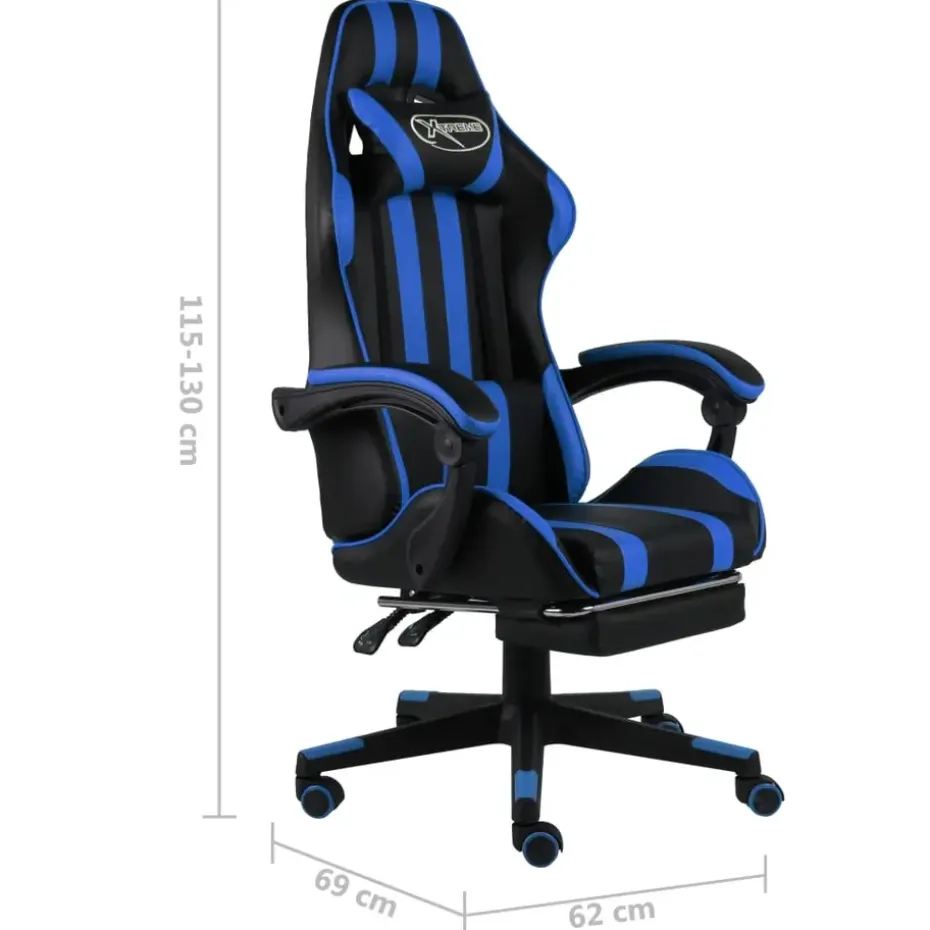 vidaXL - Kantoorstoel - Blauw - Kunstleer