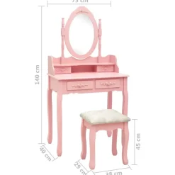 vidaXL - Kaptafel - Roze - Hout