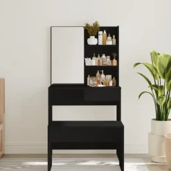 vidaXL - Kaptafel - Zwart - Bewerkt hout