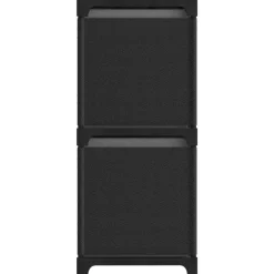 vidaXL - Kast met 4 vakken en grijs stof boxen - Zwart - 69x30x72.5 cm