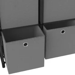 vidaXL - Kast met 4 vakken en grijs stof boxen - Zwart - 69x30x72.5 cm